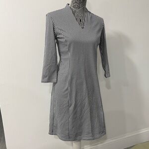 J. McLaughlin Black and White Gingham Asymmetrical Dress